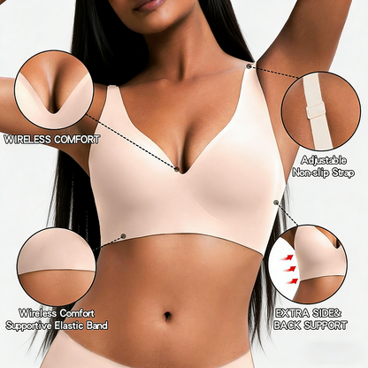 NESLEMY Wireless Womens Comfortable Wireless Bras Push Up Bralettes Seamless Tshirts Bras Deep V Everyday Bras
