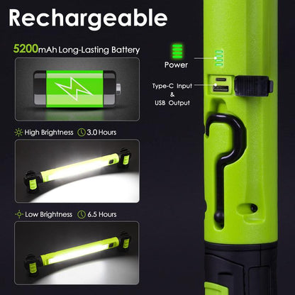 3000LM Work Light Flashlight, 5200mAh Rechargeable Underhood Lighting