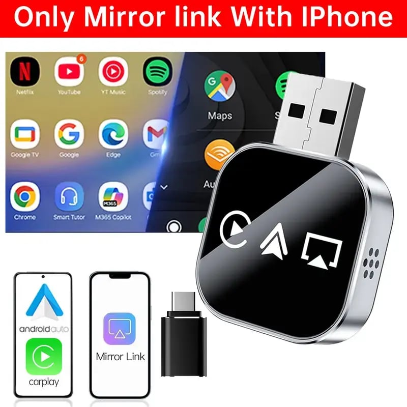 2026 Upgrade 3 in 1 Screen Mirror Phone, wired to wireless Carplay adapter